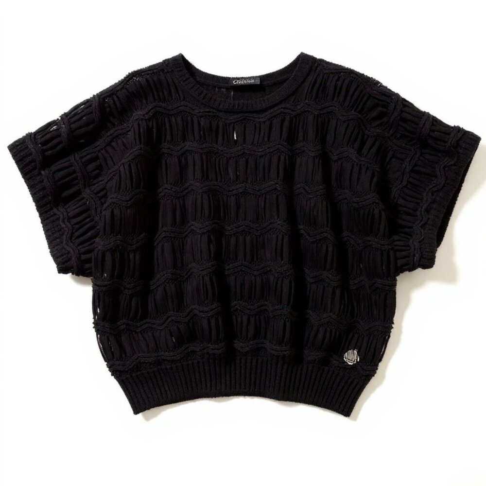 $10 SALE  Women's Black Crochet Knit Midi Top Size S